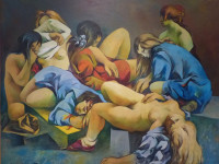 Cesar Lopez Claro - Argentina 1912 - Noche de los lapices - tecnica mixta sobre tela - 140 x 180 cms - 1991